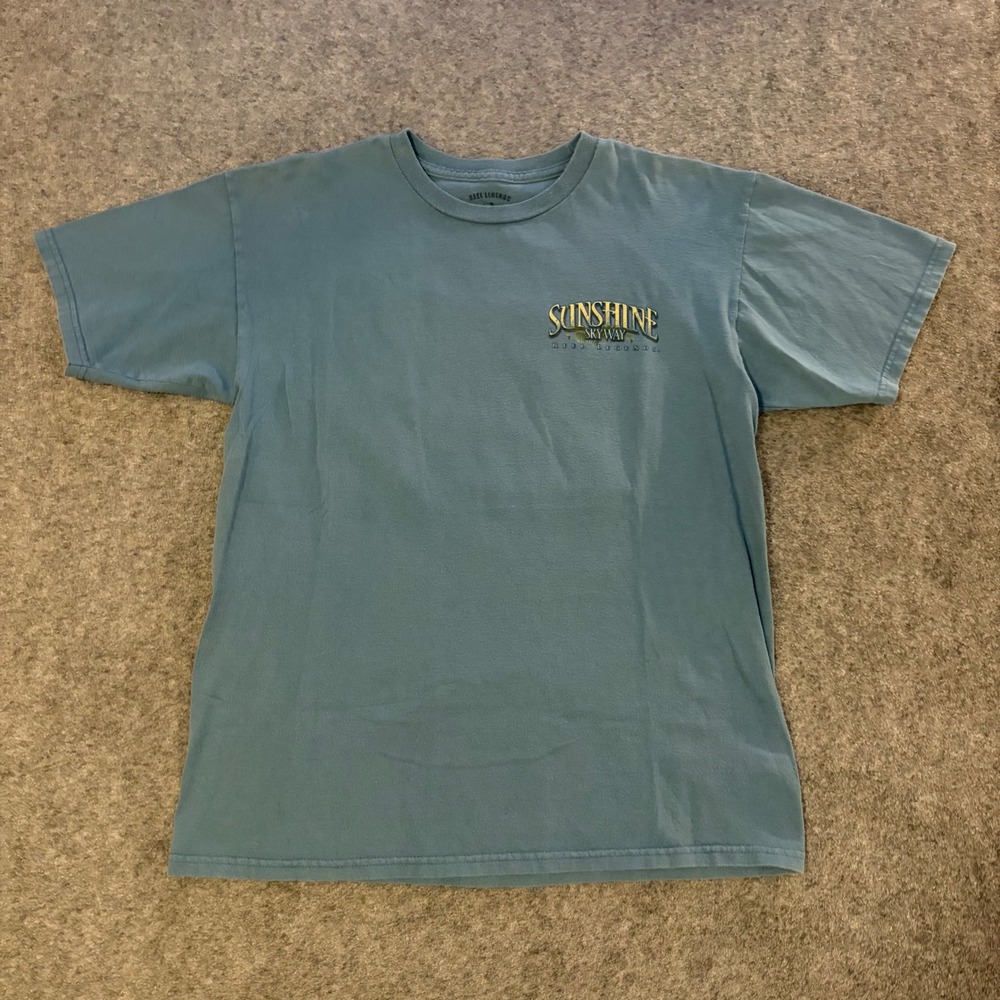 Reel Legends Mens Sunshine Skyway Fishing Shark Graphic T-Shirt Blue Medium